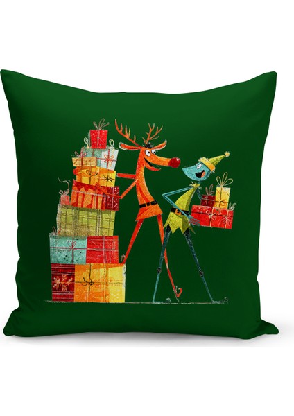 Yılbaşı Serisi Çift Tarafı Dijital Baskılı Kırlent Kılıfı (Christmas Noel Cushion Cover)