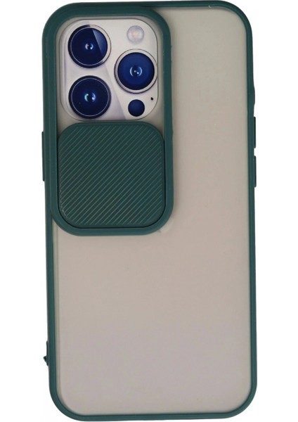 Ieg iPhone 13 Pro Kılıf Palm Buzlu Kamera Sürgülü Silikon - Yeşil