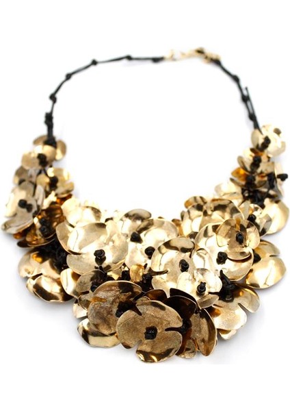 Çoklu Çiçek Kolye - Altın