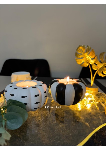 Balkabağı Dekoratif Obje 2 Li Hediyelik Biblo Süs Eşyası Mumluk