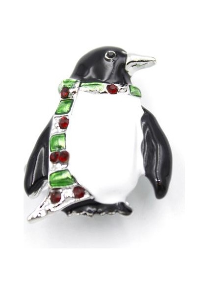 Penguen Broş - Beyaz