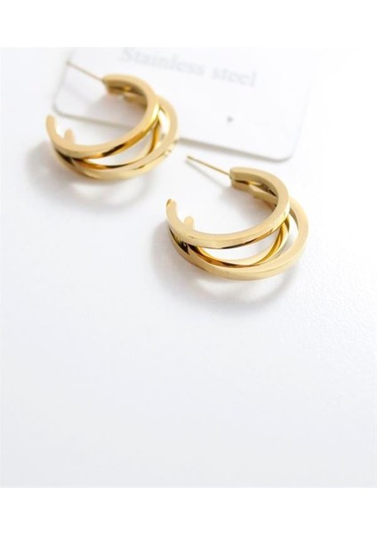 Üç Halkalı Küpe - Altın