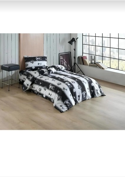 Tek Kişilik Taraftar Desen Nevresim Takımı +1 Adet Yastık Kılıfı