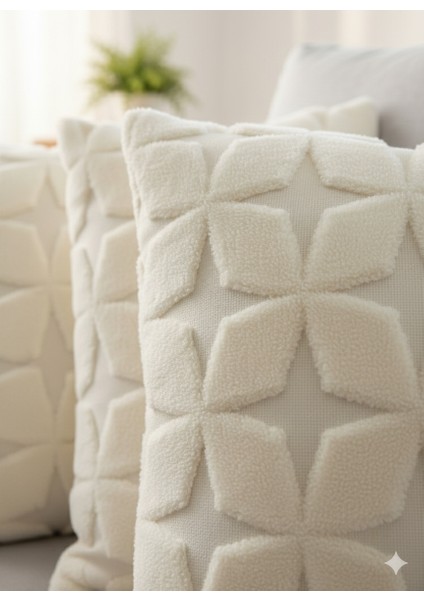 45X45 cm | Bej Wellsoft Yumuşak Kırlent Kılıfı | Kabartmalı Punch/bukle Desen fiyatları