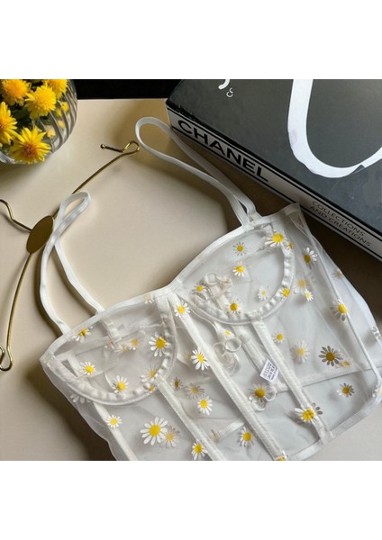 Papatya Işlemeli Korse Büstiyer