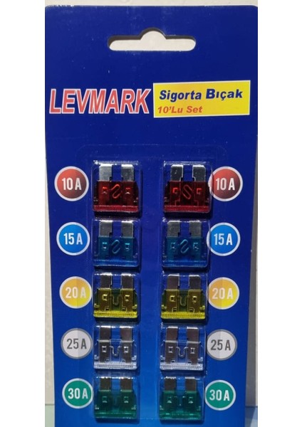 Oto Araç Bıçak Sigorta Büyük Sigorta 10'lu Set 10-15-20-25-30 Amper
