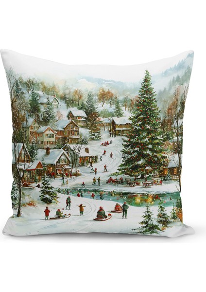 Yılbaşı Serisi Çift Tarafı Dijital Baskılı Kırlent Kılıfı (Christmas Noel Cushion Cover)