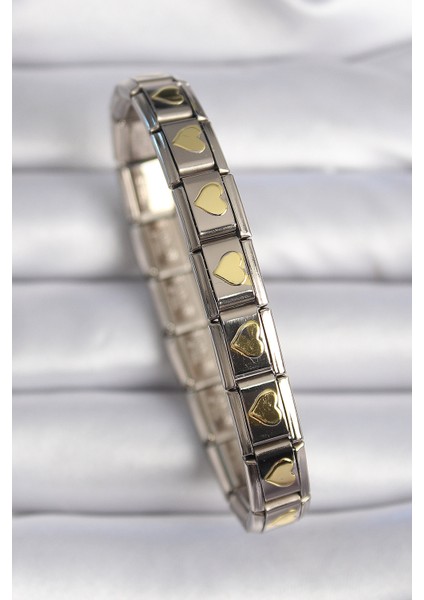 316L Çelik Gümüş Renk Gold Kalp İşleme Nomination Model Kadın Bileklik - TJ-BB6460 fiyatları