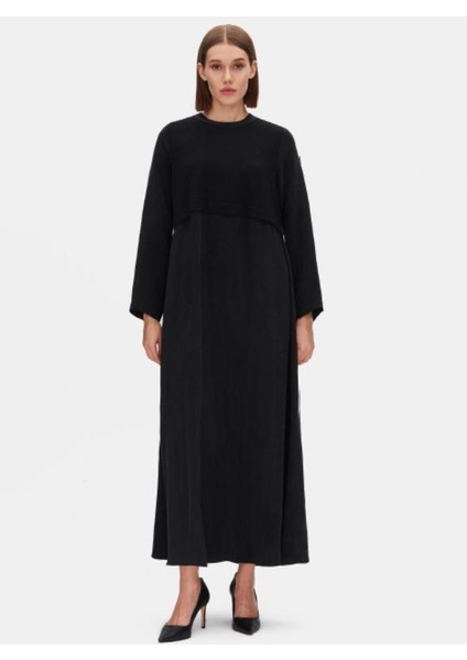 T25PF-4011 Mıssdalıda Yuvarlak Yaka Cupro Elbise