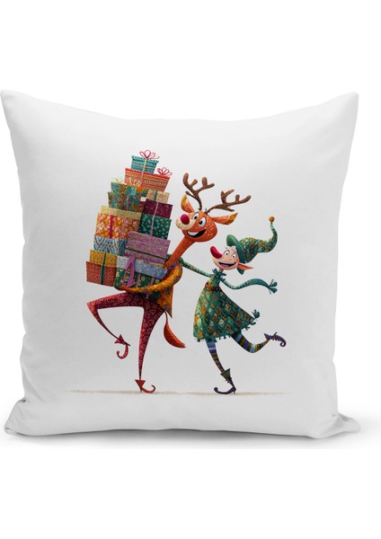 Yılbaşı Serisi Çift Tarafı Dijital Baskılı Kırlent Kılıfı (Christmas Noel Cushion Cover)
