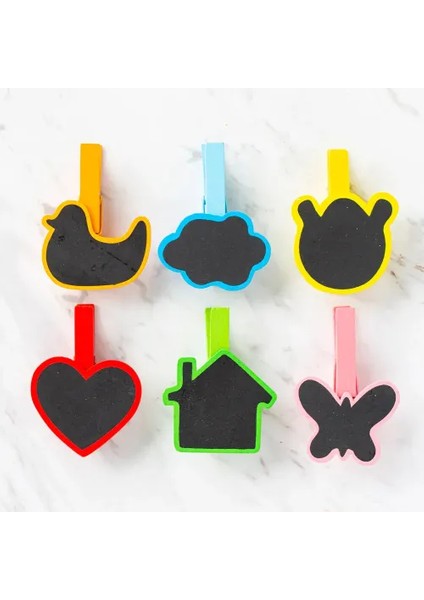 Desenli Notlu Ahşap Mandal (6'lı Set - 10 Paket)