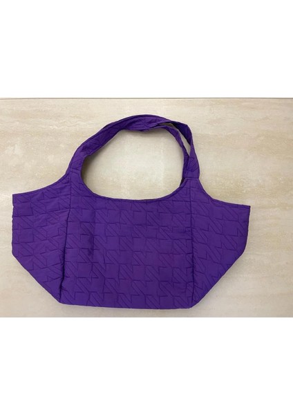 Kapitone Kazayağı Desenli Kumaş Heybe Çanta- Mor fırsatları