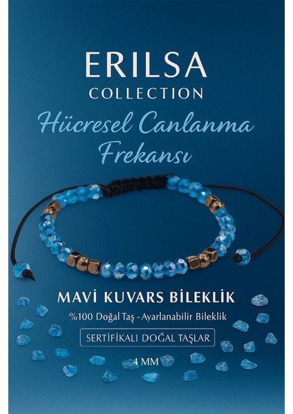 Sertifikalı Hücresel Canlanma ve Enerji Yenilenmesi Bilekliği - Mavi Kuvars Terahertz Doğal Taş