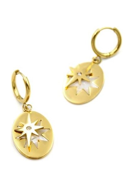 Kutup Yıldızı Sallantılı Küpe - Altın