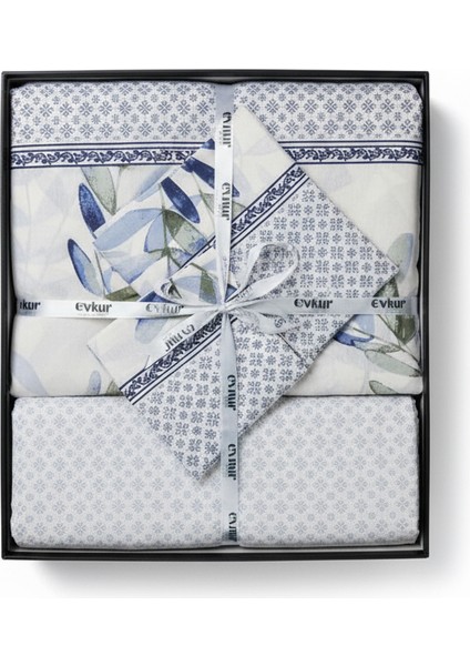 Akdeniz Esintisi Mavi Yeşil Yapraklı Lüks Nevresim Seti | %100 Pamuk fırsatları