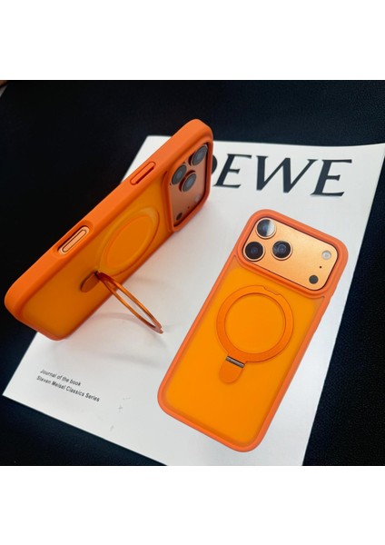 Iphone 17 Pro Max Uyumlu Halka Standlı Lens Koruma Hediyeli Magsafe Maksimum Koruma Kılıf - Turuncu modelleri