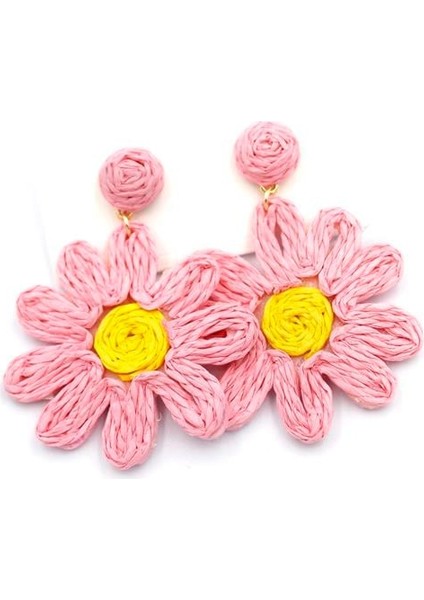 Papatya Hasır Küpe - Pembe fiyatları