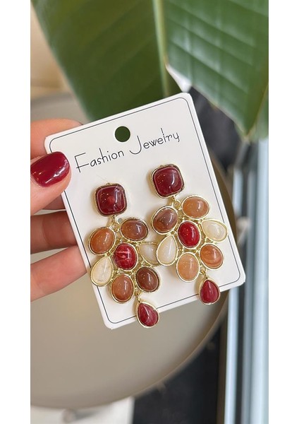 Taşlı Küpe - Çok Renkli