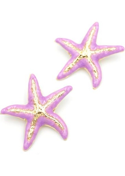 Mineli Deniz Yıldızı Küpe - Mor
