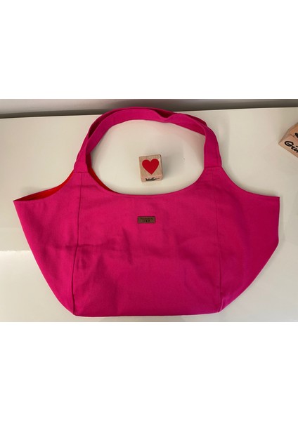 Pamuk Gabardin Fuşya Kumaş Heybe Çanta
