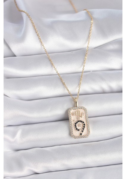 316L Çelik Gold Renk Zincir Akrep Burcu Zirkon Taşlı Kadın Kolye - TJ-BKO9465 fiyatları