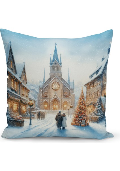 Yılbaşı Serisi Çift Tarafı Dijital Baskılı Kırlent Kılıfı (Christmas Noel Cushion Cover)