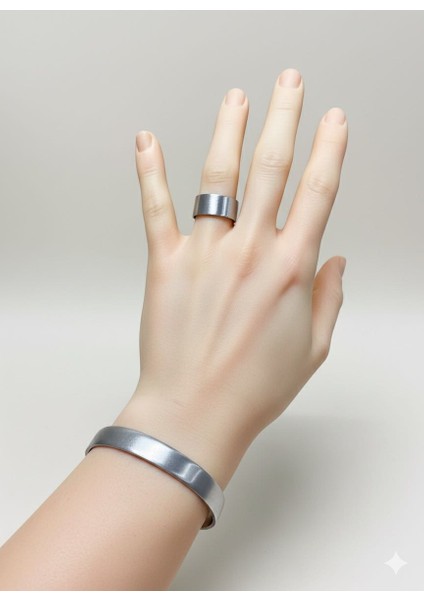 Minimalist Şıklık: 10MM Alüminyum Bileklik & Yüzük Seti – Modern ve Dayanıklı Tasarım" modelleri