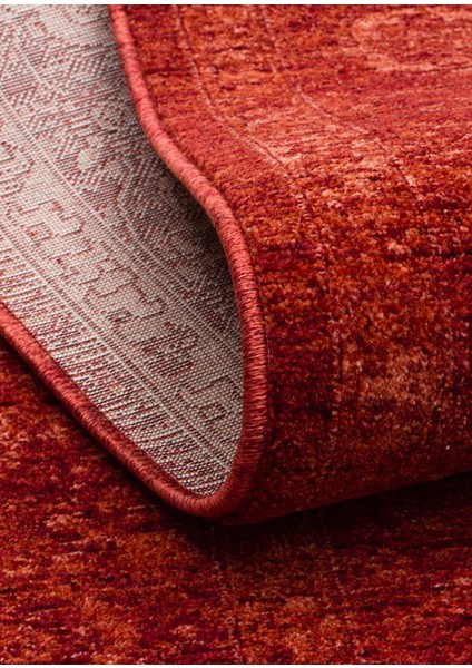 Harmoni 03 Red Vintage Eskitme Desenli Yumuşak Dokulu Şık Mutfak Koridor Salon Halısı