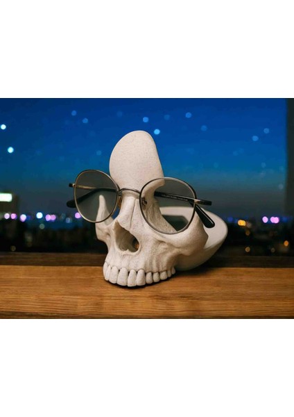 Kuru Kafa Gözlük Standı ve Anahtar Tepsisi | Gotik Dekor Masaüstü Organizer | 3D Baskı Iskelet Başlıklı Aksesuar fiyatları