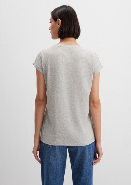 Mavi Logo Baskılı Gri Tişört 166422-25702