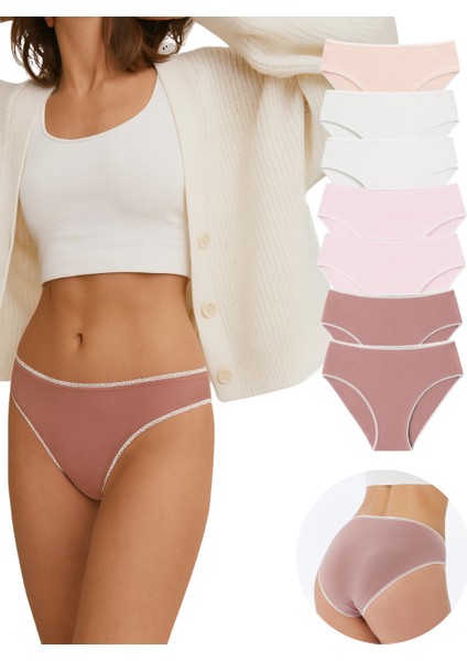 Kadın 7’li Pamuklu Bikini Külot Seti – %95 Pamuk – Yumuşak – Esnek – Karışık Renk