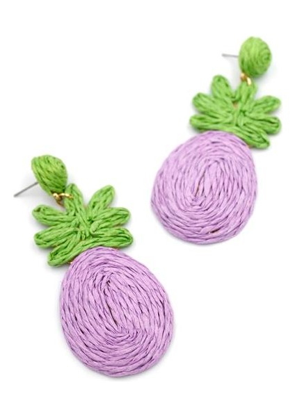 Ananas Hasır Küpe - Mor fiyatları