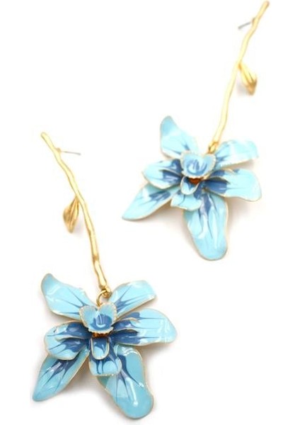 Çiçek Küpe - Mavi