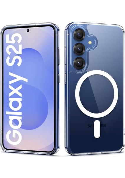 Samsung Galaxy S25 Kılıf Magsafe Özellikli Şeffaf Silikon Kapak