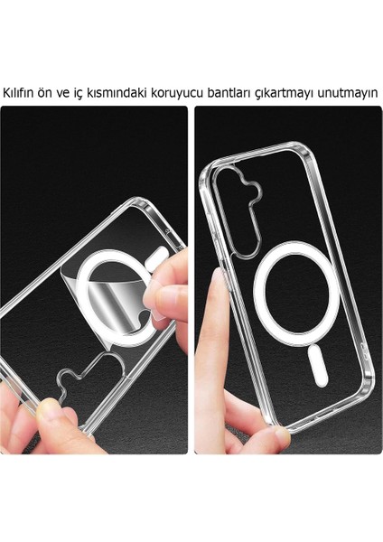Samsung Galaxy S25 Kılıf Magsafe Özellikli Şeffaf Silikon Kapak modelleri