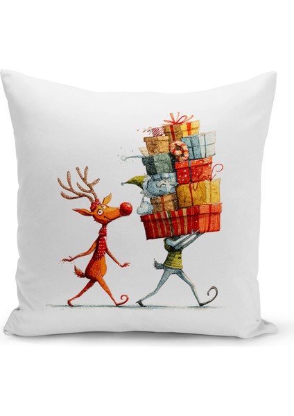 Yılbaşı Serisi Çift Tarafı Dijital Baskılı Kırlent Kılıfı (Christmas Noel Cushion Cover)