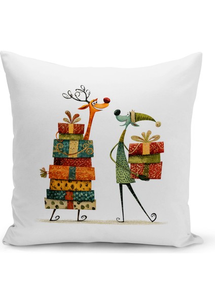 Yılbaşı Serisi Çift Tarafı Dijital Baskılı Kırlent Kılıfı (Christmas Noel Cushion Cover)