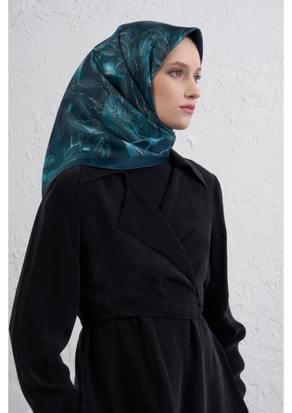Çiçek Desenli Twill Ipek Eşarp -2025/2026 -9409D 04