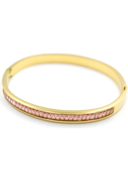 Baget Taşlı Bilezik - Pembe