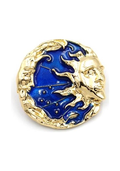 Güneş Ay Broş - Altın