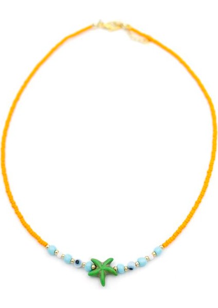 Boncuk Deniz Yıldzı Kolye - Turuncu fiyatları
