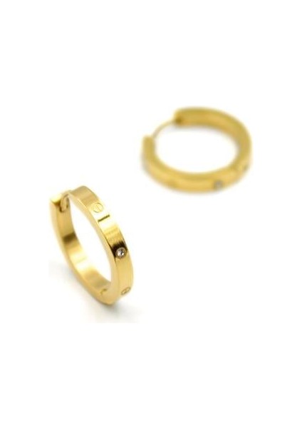 Ince Taşlı Crt Küpe - Altın