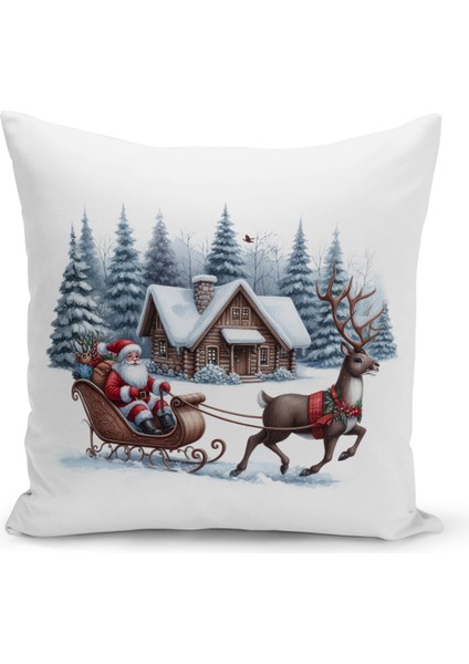 Yılbaşı Serisi Çift Tarafı Dijital Baskılı Kırlent Kılıfı (Christmas Noel Cushion Cover)
