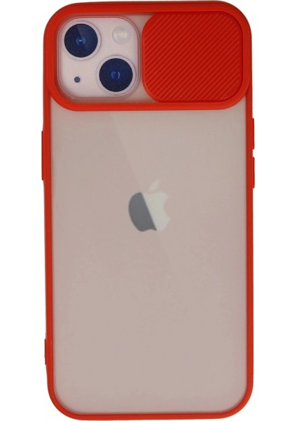 Ieg iPhone 13 Kılıf Palm Buzlu Kamera Sürgülü Silikon - Kırmızı