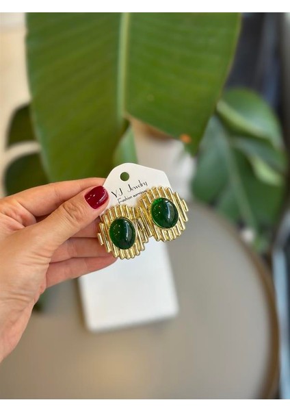 Taşlı Küpe - Yeşil fiyatları