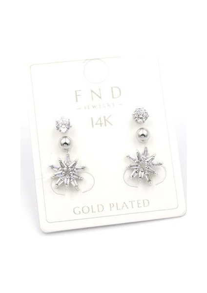 Çoklu Çiçek Küpe - Gümüş