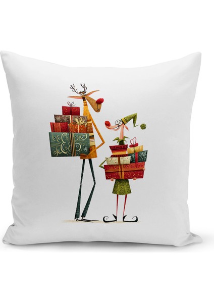 Yılbaşı Serisi Çift Tarafı Dijital Baskılı Kırlent Kılıfı (Christmas Noel Cushion Cover)