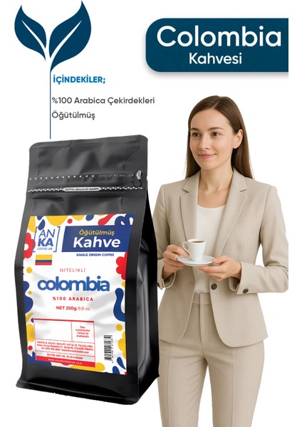 Kolombiya Filtre Kahve Çekirdeği 250G – %100 Arabica Çekirdeği Öğütülmüş