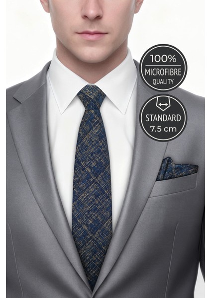 Retro Desen Kobalt Kravat & Mendil fiyatları