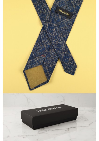 Retro Desen Kobalt Kravat & Mendil modelleri